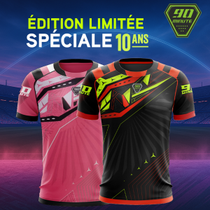 Maillots personnalisés 90 Minute – Édition limitée spéciale 10 ans en rose et noir